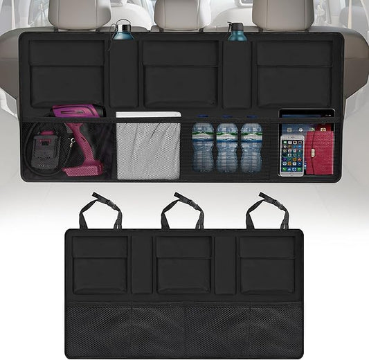 EcoNour Backseat Trunk Organizer | 42 x20 Inches Car Storage with 9 Spacious Pockets | Waterproof, Heavy-Duty Hanging Organizer for SUVs, Trucks & Hatchbacks | Space-Saving, Foldable & Easy to Install