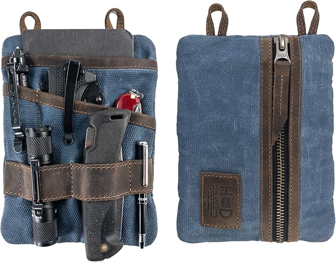 Hide & Drink, Multi-Tool Pocket Pouch XL, Compact Multipurpose EDC Zippered Bag, Mini Camping Tool Case, Knife Holster, Handmade Slim Organizer