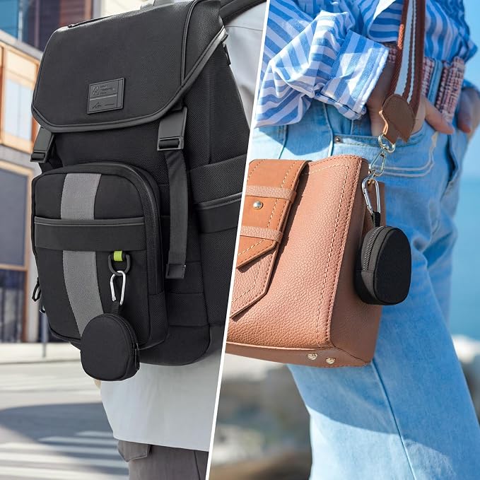 Keychain Pouch Coin Pouch Compact EDC Pouches Data Cable Organizer Earphone Earbuds Storage Zipper Case Bag with Clip on Hook for Mini Gear Bag, Change Wallet (Black)