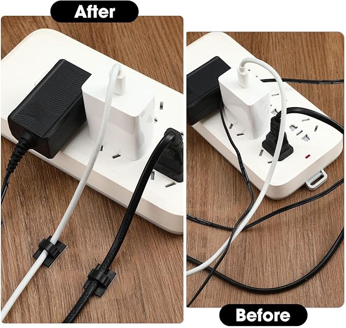 EBOOT 1000 Pieces Adhesive Cable Wire Clips Strong Cord Clips Wire Holders Cable Cord Management Straps Clamps Tie Holder for The Wall, Under Desk, Car, Office and Home