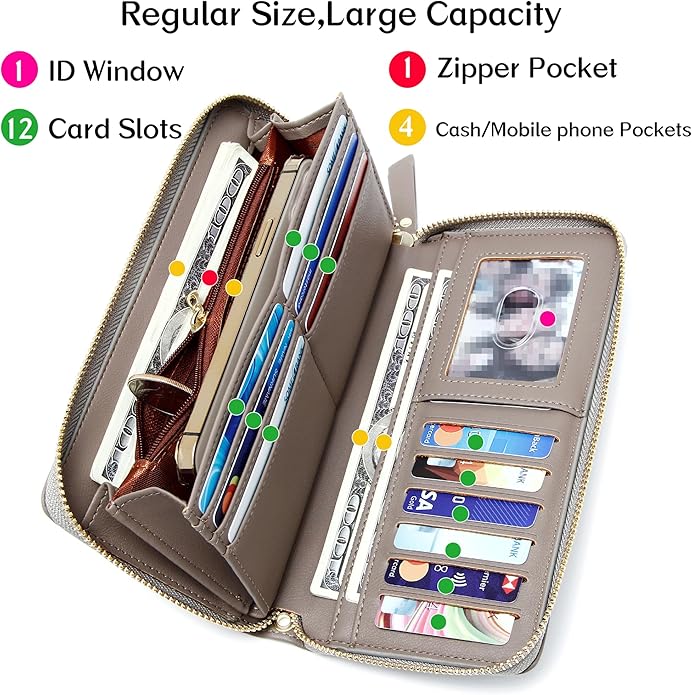 GEEAD Custom Design Wristlet Wallets for Women PU Leather RFID Blocking Wallet