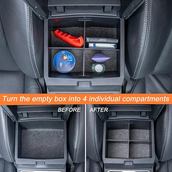 JKCOVER Compatible with 2024 2025 2026 Toyota Tacoma Center Console Divider Organizer Secondary Storage Insert Armrest Accessories ABS Material (Patented Design, 4 Compartments)
