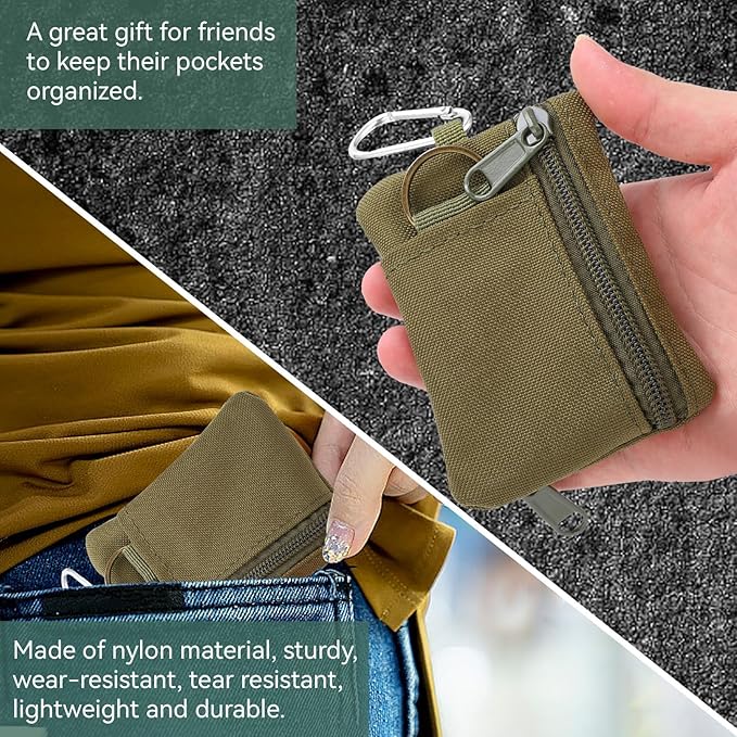 HERCHR Mini Size EDC Utility Pouch Bags First Aid Pouch Organizer Storage Pouch Waist Pack with Carabiner