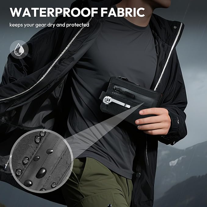 EDC Pouch RFID Blocking Tactical Zipper Wallet, Waterproof Wallet for Men (Holds 1–12 Cards)