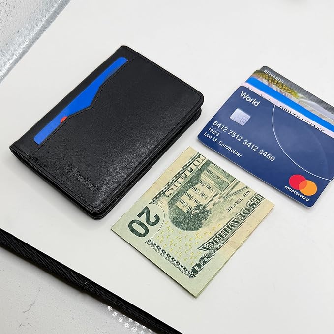 RFID Blocking Slim Wallet for Men | Thin Bifold Credit Card Holder Wallet | Mens Wallet Slim Business Card Case | Minimalist Front Pocket wallet with Gift Box