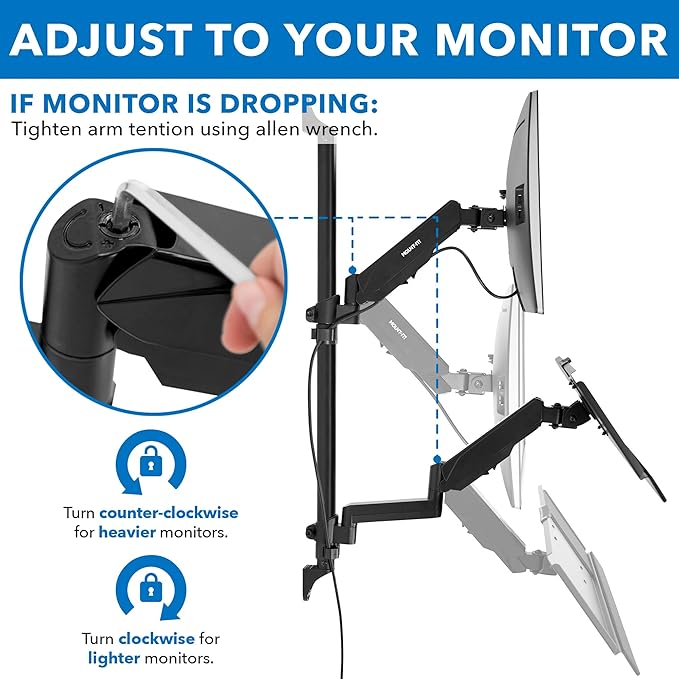 Mount-It! Single Monitor Arm Wall Mount Workstation with Keyboard Tray & CPU Holder, Height Adjustable Gas Spring Full Motion Computer Station, Fits 17??2??VESA 75x75 100x100, Black