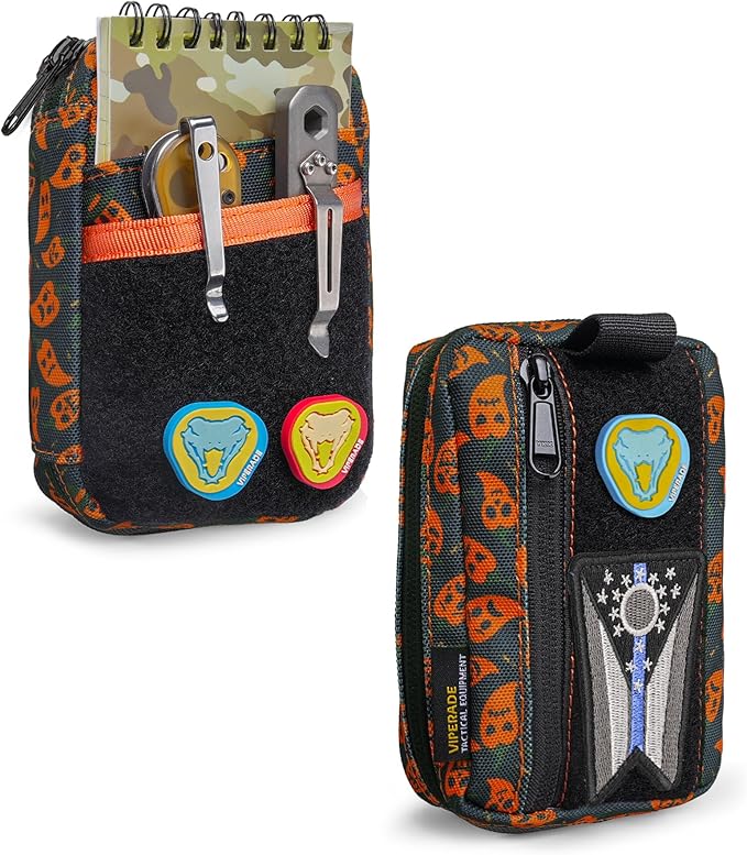VIPERADE VE26 EDC Pouch Organizer with 11 Compartments, Small Tool Pouch with DIY Patches Area, EDC Pocket Organizer for Mutitools