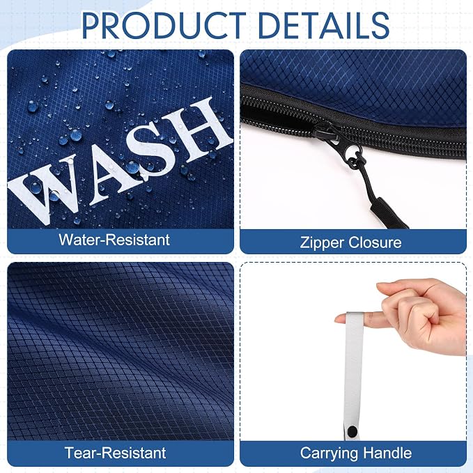 Hsei 4 Pcs Travel Laundry Bags Bulk 24 x 18 Inch Washable Waterproof Wet Dry Bag for Dirty Clothes Gym Foldable Organizer with Zipper Travel Accessoriesfor Swimming Yoga Bathing Suit (Dark Colors)