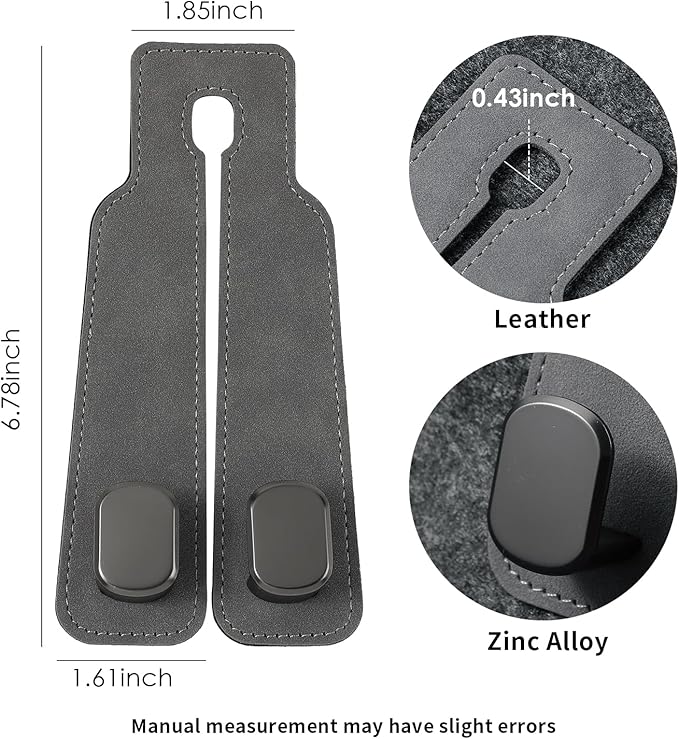 KINIVA Car Seat Headrest Storage Hooks, Set of 2, Suede PU Leather, Double Hooks (Grey-4 Pack)