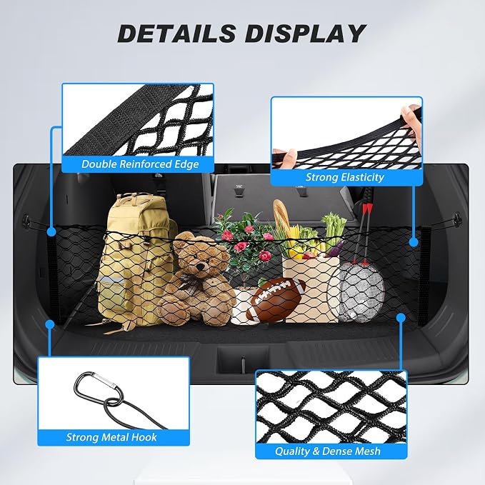 Karltys Cargo Net for Chevy Trax 2024-2026 Trunk Net | Envelope Style Elastic Mesh Net | Heavy Duty Metal Hooks | Chevrolet Trax Accessories