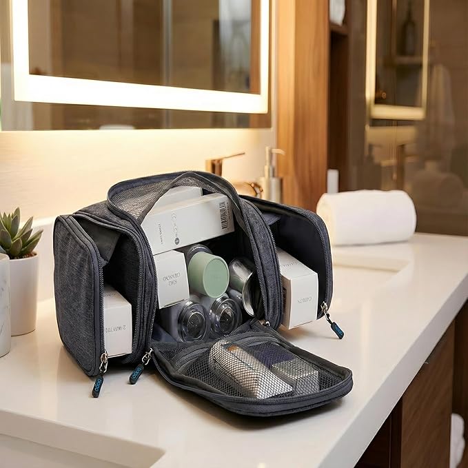 Bago Travel Toiletry Bag for Women and Men - Large Waterproof Hanging Large Toiletry Bag for Bathroom and Travel Bag for Toiletries Organizer - Makeup Bag (SnowGray)