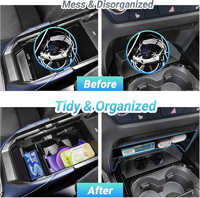 Center Console Organizer Compatible with 2020-2025 Mazda CX-30 Accessories, 3PC Armrest Tray, Secondary Storage Compartment ＆ Door Handle Storage Pocket Insert Accessories