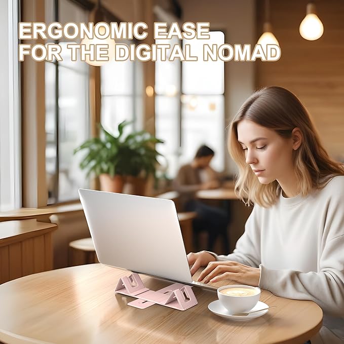 Perilogics Magnetic Adjustable Travel Laptop Stand for Digital Nomads and Business Travelers. Compact, Foldable, and Ideal for Desk Use. Elevate Your Work Experience with Our Laptop Riser on the Go