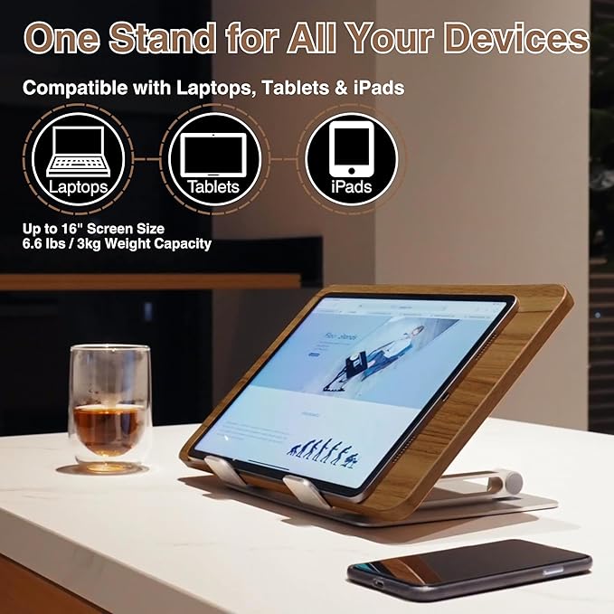 AVARO Adjustable Laptop Stand ??Ergonomic Laptop Stand with Customizable Height & Angle, Robust Design Laptop Riser for Desk, Portable, Foldable & Durable Computer Stand for Home or Office Use