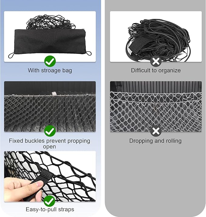 Envelope Style Truck Cargo Net Compatible with Hyundai Santa Cruz 2022-2024 & Toyota Highlander 2014-2025 Accessories, Heavy Duty Carabiners Highly Elastic Truck Bed Mesh Cargo Net