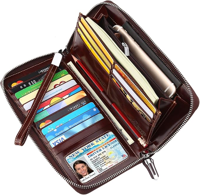 Lavemi Small Compact Women Wallet RFID Blocking Genuine Leather Bifold Purse with ID Windows