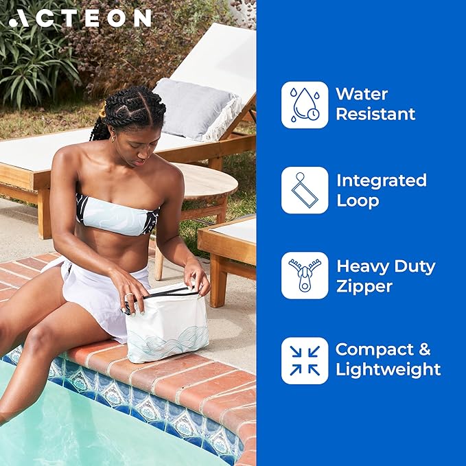 Acteon Wet Dry Travel Bag, Splash Water-Resistant & Heavy Duty Zipper Reusable Bags, Small Pocket-Friendly Pouch for Cloth Baby Diaper, Dirty Laundry Clothes, Swimsuit, Toiletries, Beach, Pool & Gym