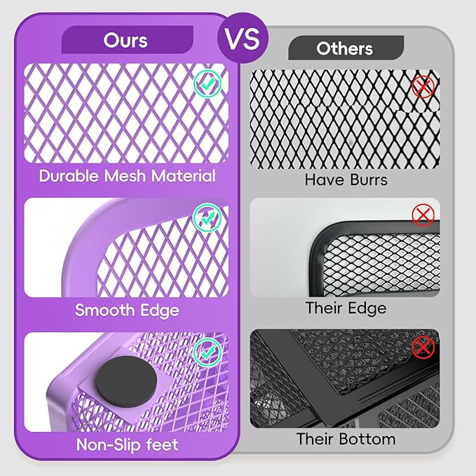 Mesh Pen Organizer for Desk - Multi-Functional Pencil Holder with Drawer Desk Organizers, Large Capacity Storage for School Office Home Supplies (Purple)