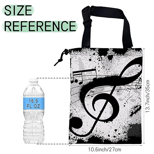 Music Notes Car Garbage Bag,Waterproof Small Car Trash Bag Hanging Back of Seat,Drawstring Hanging Car Trash Bag with Adjustable Buckle for Car Accessories