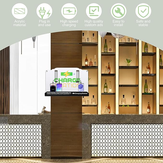 Wall Mount Charging Station with 8 Ports Phone Charger with Type-C,Android Port | Applicable for Applicable Airport Hospitals Banks Hotel and Public Places (White)