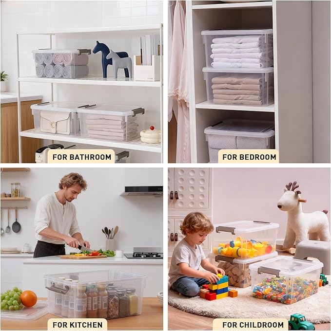 ITYLIFE CITYLIFE 6 Packs 17 QT Plastic Storage Bins with Lids Large Stackable Storage Containers for Organizing Clear Storage Box for Garage, Closet, Classroom, Kitchen
