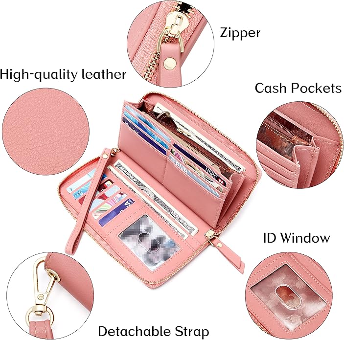 GEEAD Custom Design Wristlet Wallets for Women PU Leather RFID Blocking Wallet