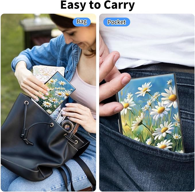 Metal Wallet,Credit Card Holder for Women Men,RFID Blocking Card Holder Wallet Mini Slim Aluminum Wallet ID Case Hard Card Case Business Card Holder Case,Watercolor Daisy