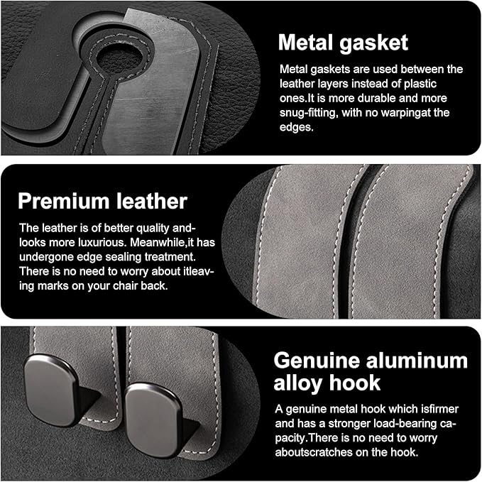 Car Purse Hook Purse Hook for Car Seats Headrest Car Seat Hooks,Heavy Duty Vehicle Organizer for Handbags, Groceries, Purses, Keep Car Tidy (Gray, 4 Pack)