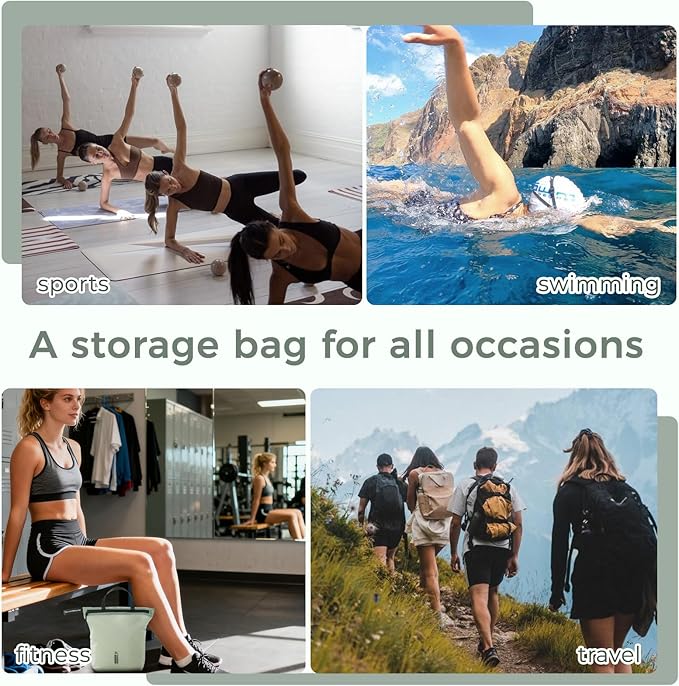 Travel Laundry Bag Ultralight Waterproof Washable Wet Dry Bag for Gym, Swimming, Yoga, and Workout Perfect for Dirty Clothes, Bathing Suits, Travel Accessories (3 Pack)(Green)