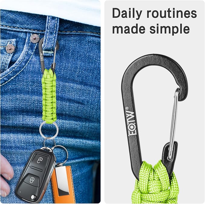 EOTW Carabiner Keychain,Paracord Keychain Small Aluminum Clip D Ring for Camping, Hiking, Fishing, Or As A Key Organizer