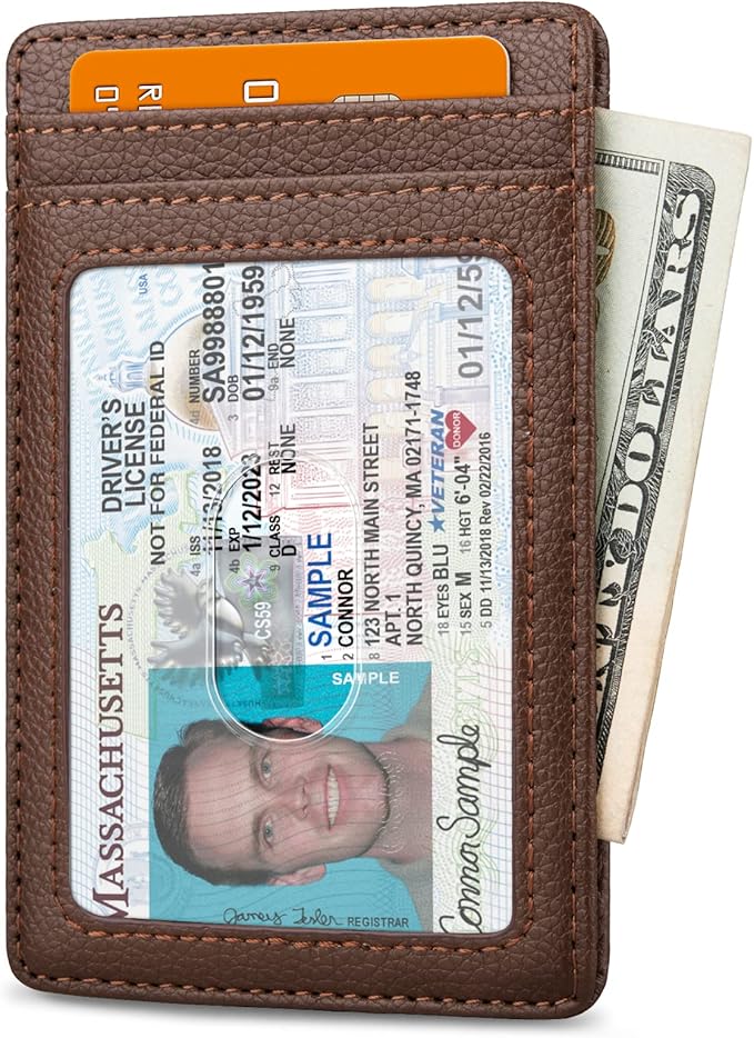 Buffway Mens Slim Wallet, Minimalist Thin Front Pocket Leather Credit Card Holder with RFID Blocking for Work Travel | Minimalist, Thin, Front Pocket, Credit Card Holder, RFID Blocking, for Work Travel