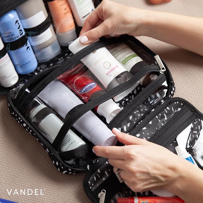 VANDEL Waterproof Hanging Toiletry Bag [TSA-Approved] Hanging Makeup Organizer Bag, Cosmetic Travel Bags for Women, Makeup Case Toiletries Organizer Hygiene Bathroom Shower Caddy - White Leopard