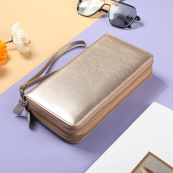 Lavemi Small Compact Women Wallet RFID Blocking Genuine Leather Bifold Purse with ID Windows
