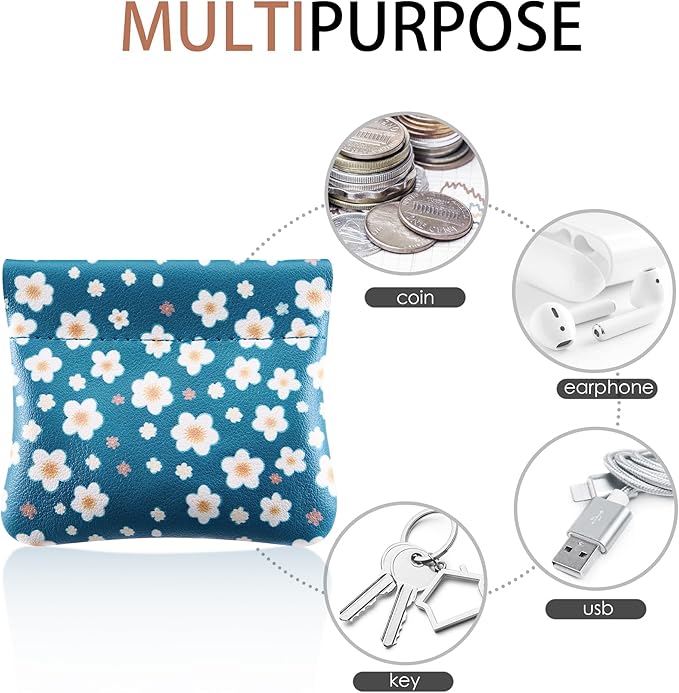 Travelambo Leather Squeeze Coin Purse Pouch Change Holder For Men & Women