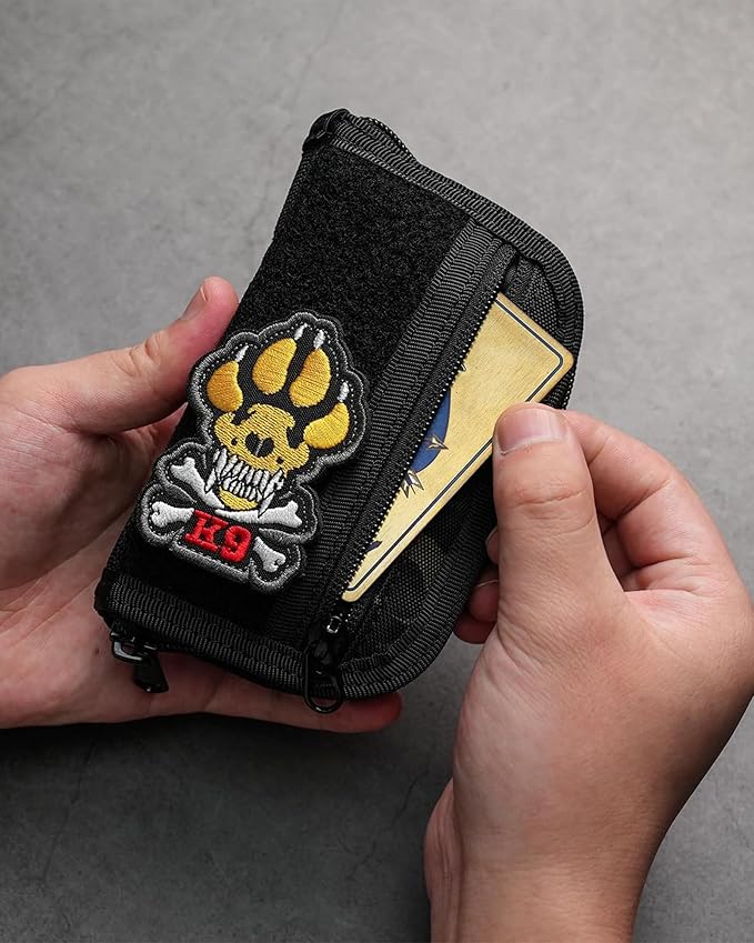 VIPERADE VE21 EDC Pouch Small Pocket Organizer with 9 Compartments, Pocket Tool Pouch with Patches Display Panel, Mini Organizer Bag for Men (Black)
