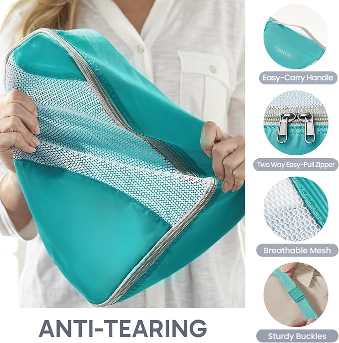 OlarHike 10 Set Packing Cubes for Travel, Gifts for Women Mom,Anti-Tearing Suitcase Organizer with Over-1000 pack Mesh Holes, Vacation Essentials & Accessories for Cruise Ship