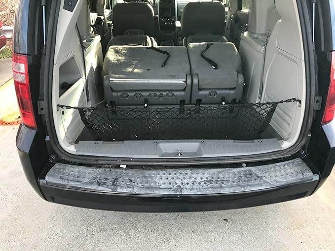 Rear Trunk Organizer Cargo Net for Dodge Grand Caravan 2008-2020 – Envelope Style Cargo Net for Van - Premium Mesh Elastic Car Trunk Organizer - Compatible with Grand Caravan