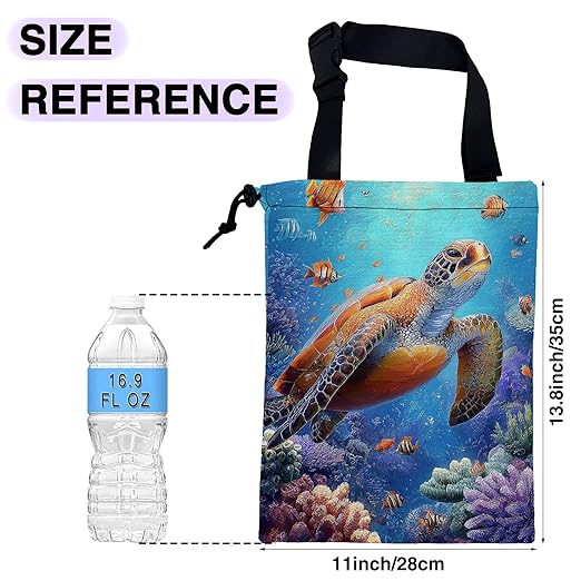Car Trash Bag Sea Turtles Car Garbage Bag Waterproof Car Trash Can for Back Seat with Adjustable Straps and Drawstring, Foldable Car Trash Bin for Car Accessories Vehicle Travelling Camping