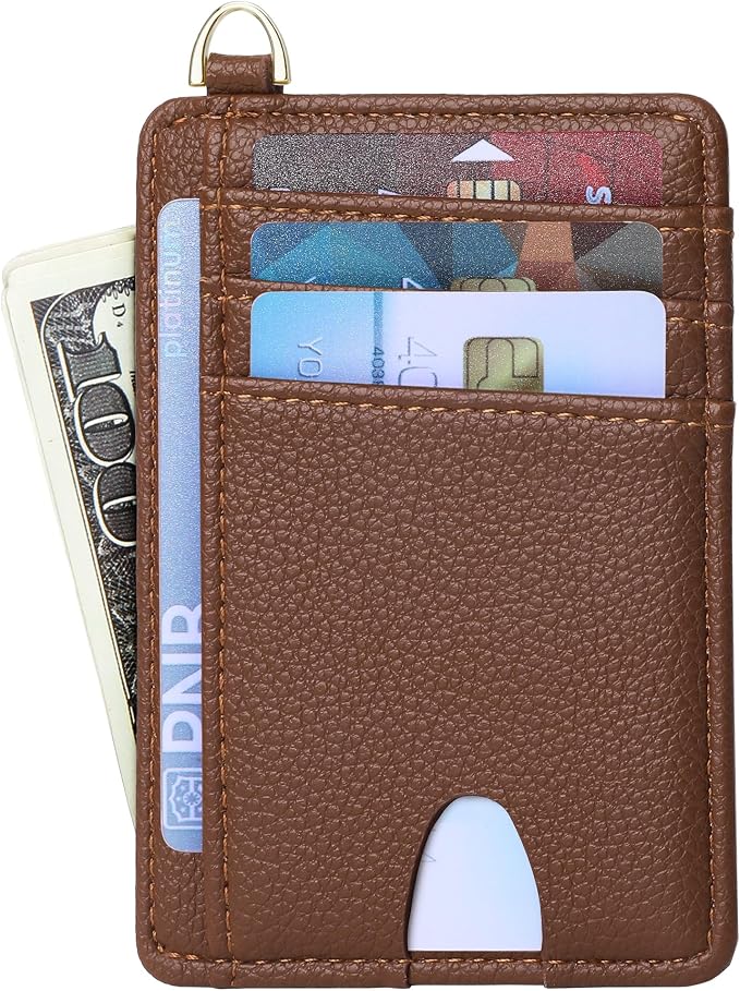 Badiya Credit Card Holder Slim Minimalist Wallet, Front Pocket Purse RFID Blocking Wallet Compact Card Case with ID Window for Women & Men