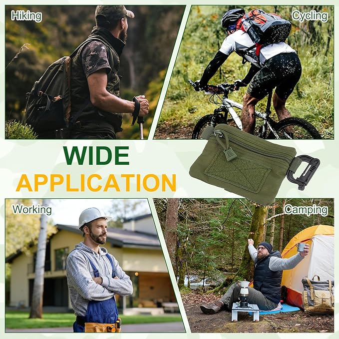 Small Admin Pouch, Nylon Zipper Pouch Storage Pocket with Hook and Loop Compact Camping Gear Organizer