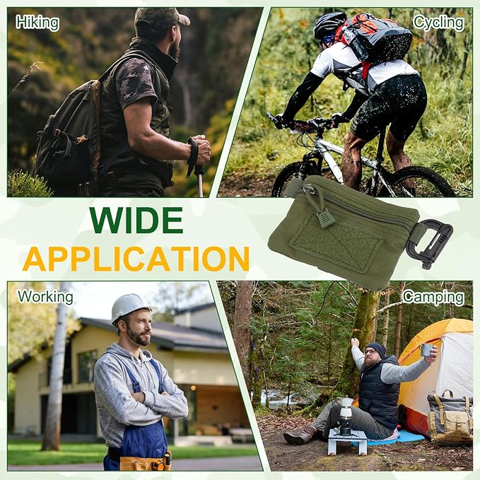 Small Admin Pouch, Nylon Zipper Pouch Storage Pocket with Hook and Loop Compact Camping Gear Organizer
