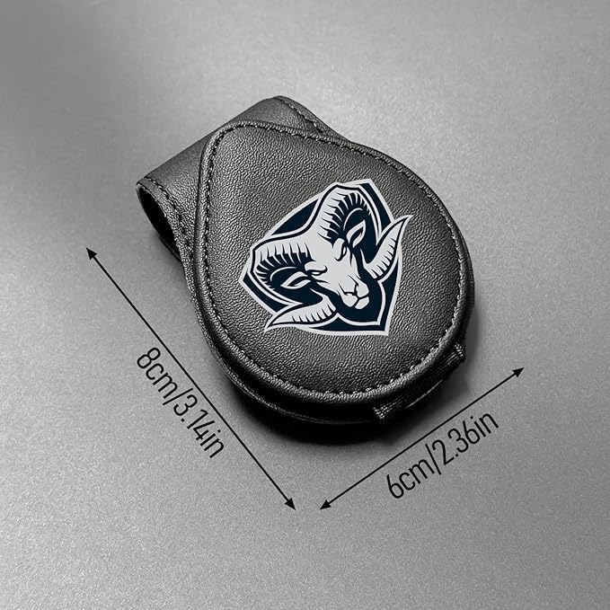 Mascot Logo - Car Sunglass Holder, Magnetic Leather Eyeglass Hanger Mount Clip Holder for Dodge Ram Series Car Visor Accessories