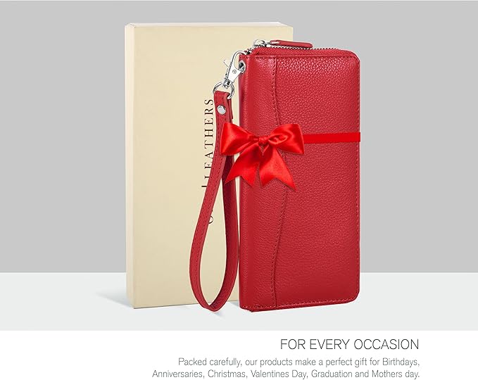 Oak Leathers Leather Wallet/Clutch/Purse for Women - RFID Womens Wallet Clutch with 8 Credit Card Holder, Coin Pocket, Gift for Women’s