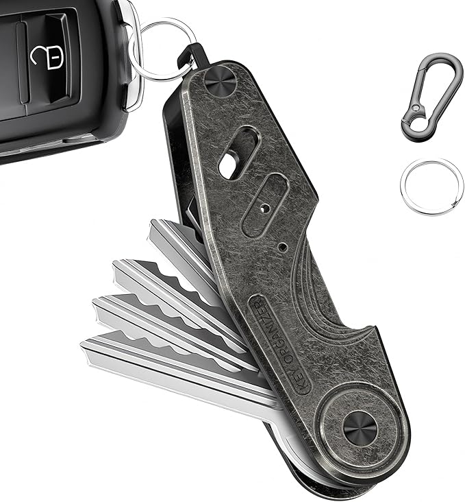 Key Organizer Compact Key Holder, Minimalist Clutter-Free EDC Smart Keychains, Metal Car Key Chain Secures 2-6 keys