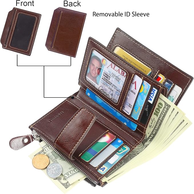 Lavemi Small Compact Women Wallet RFID Blocking Genuine Leather Bifold Purse with ID Windows