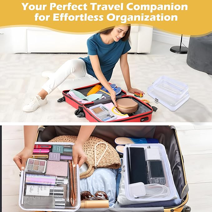 Clear Hard Shell Zipper Case – Waterproof, Durable PVC Makeup Bag & Travel Toiletry Organizer, Compact Transparent Pouch for Cosmetics, Stationery, Kids Toys, Diaper Bags, and Office Supplies (S)