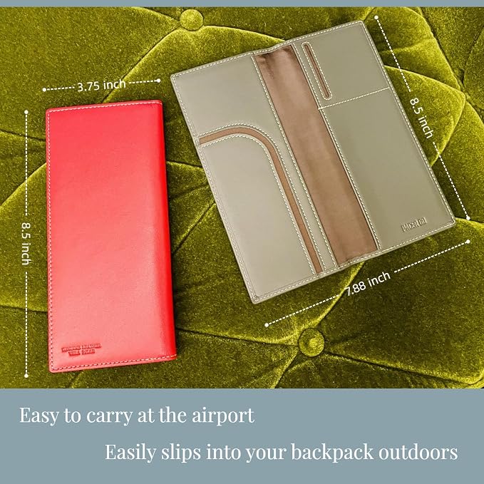 RFID Blocking Slim Minimalist Long Travel Wallet Genuine Leather Passport Holder Travel Cover (Black)