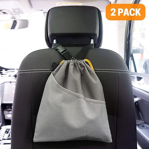GNEGNI 2PCS Car Garbage Can, Hanging Car Trash Bag with Waterproof Leakproof Lining