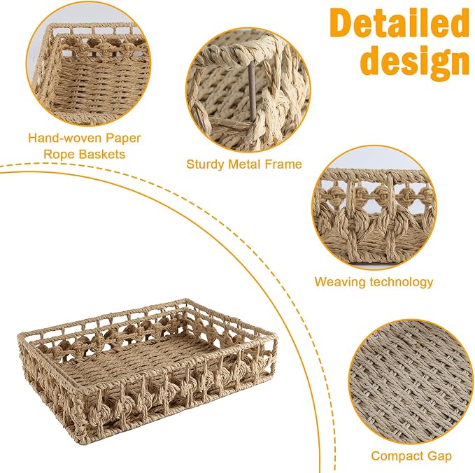 2 Pack File Folders Organizer,Woven Storage Basket for Folders,Mail,Letter,Office Supplies Desk Accessories for Women,Paper Letter Tray Desk Organizer,Stackable File Storage Desktop Organizer