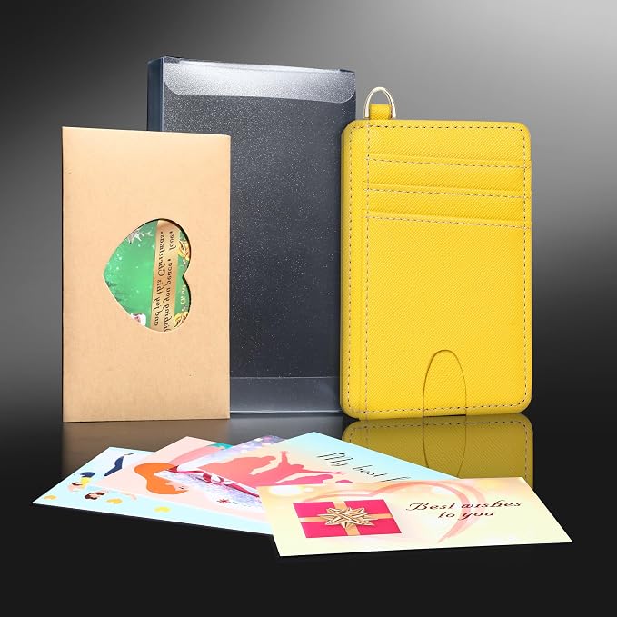 Badiya Credit Card Holder Slim Minimalist Wallet, Front Pocket Purse RFID Blocking Wallet Compact Card Case with ID Window for Women & Men